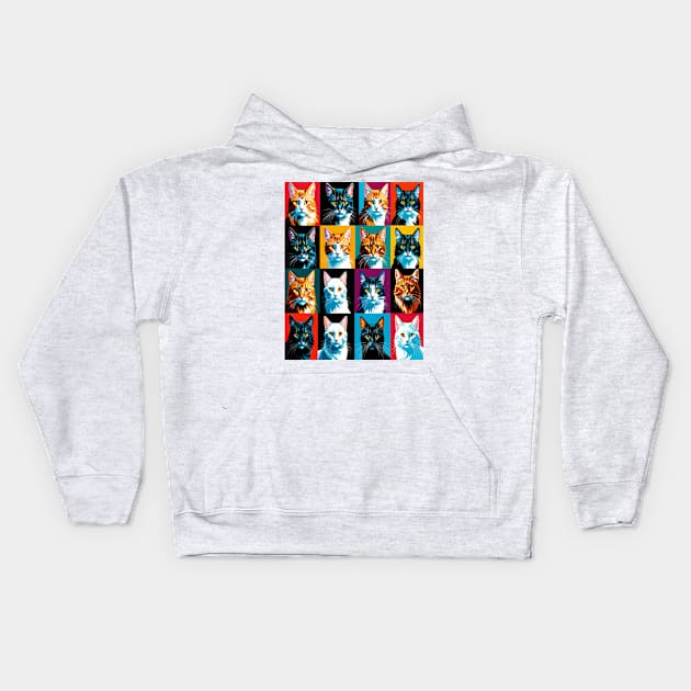 Pop Art Cat Portraits Kids Hoodie by Banyu_Urip